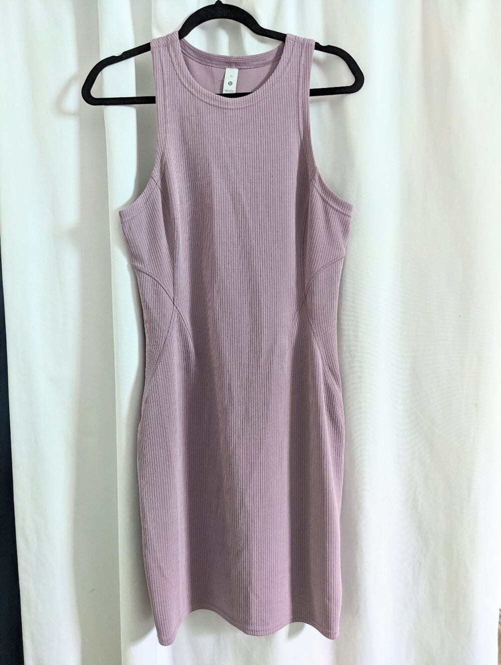 Lululemon Ribbed Softstreme Slim-Fit Tank Dress Lavender Lux Sz 10